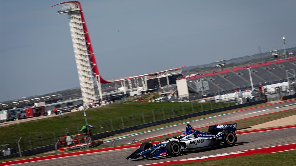 Takuma Sato on track at the Circuit of the Americas